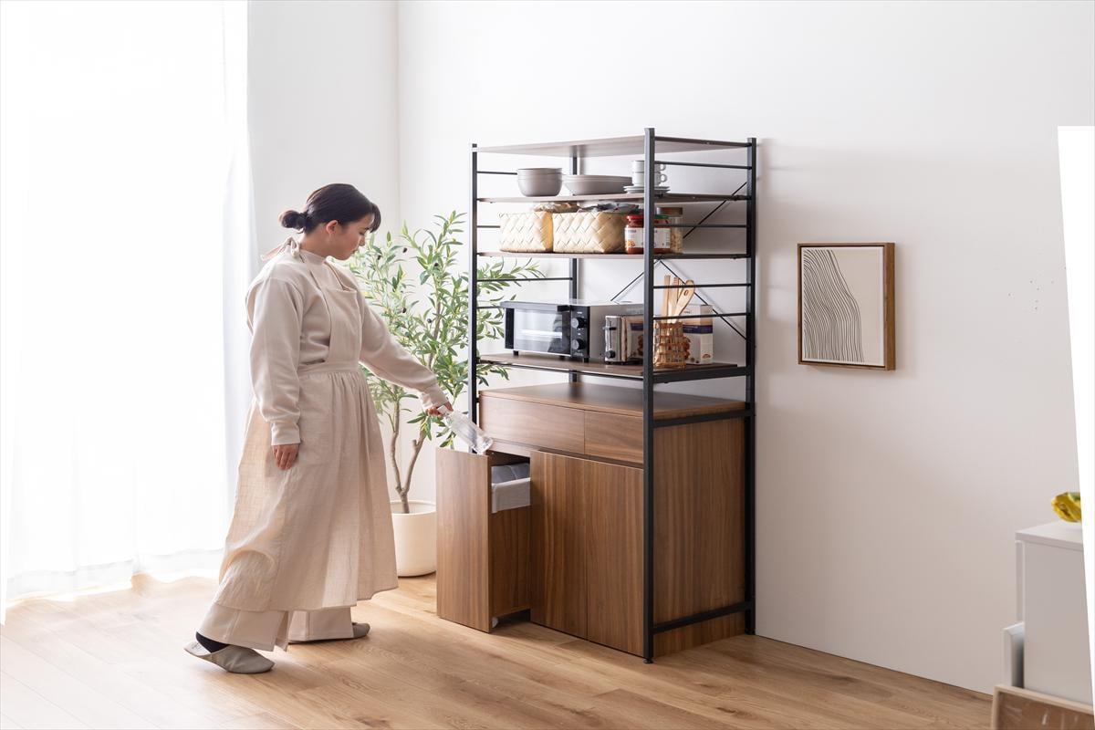 全3色】ゴミ箱に見えない！お部屋に馴染む2連ゴミ箱付きキッチン