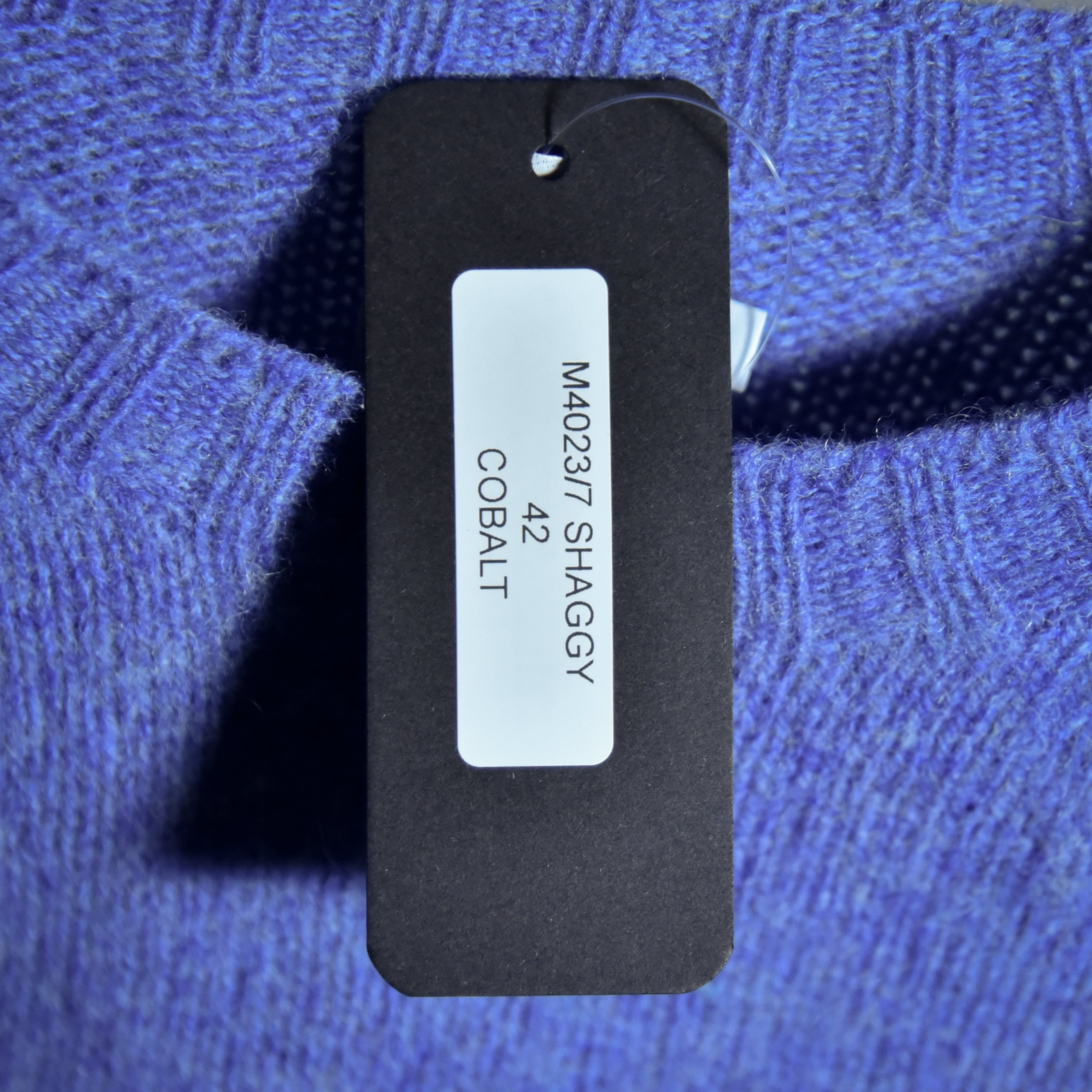 BRICK Shaggy Dog Shetland Wool Knit Sweater Crew Neck COBALT