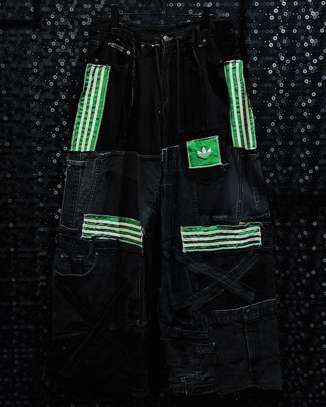 【ÆIEM】Special “original re:make” vintage patch work design asymmetry denim pants