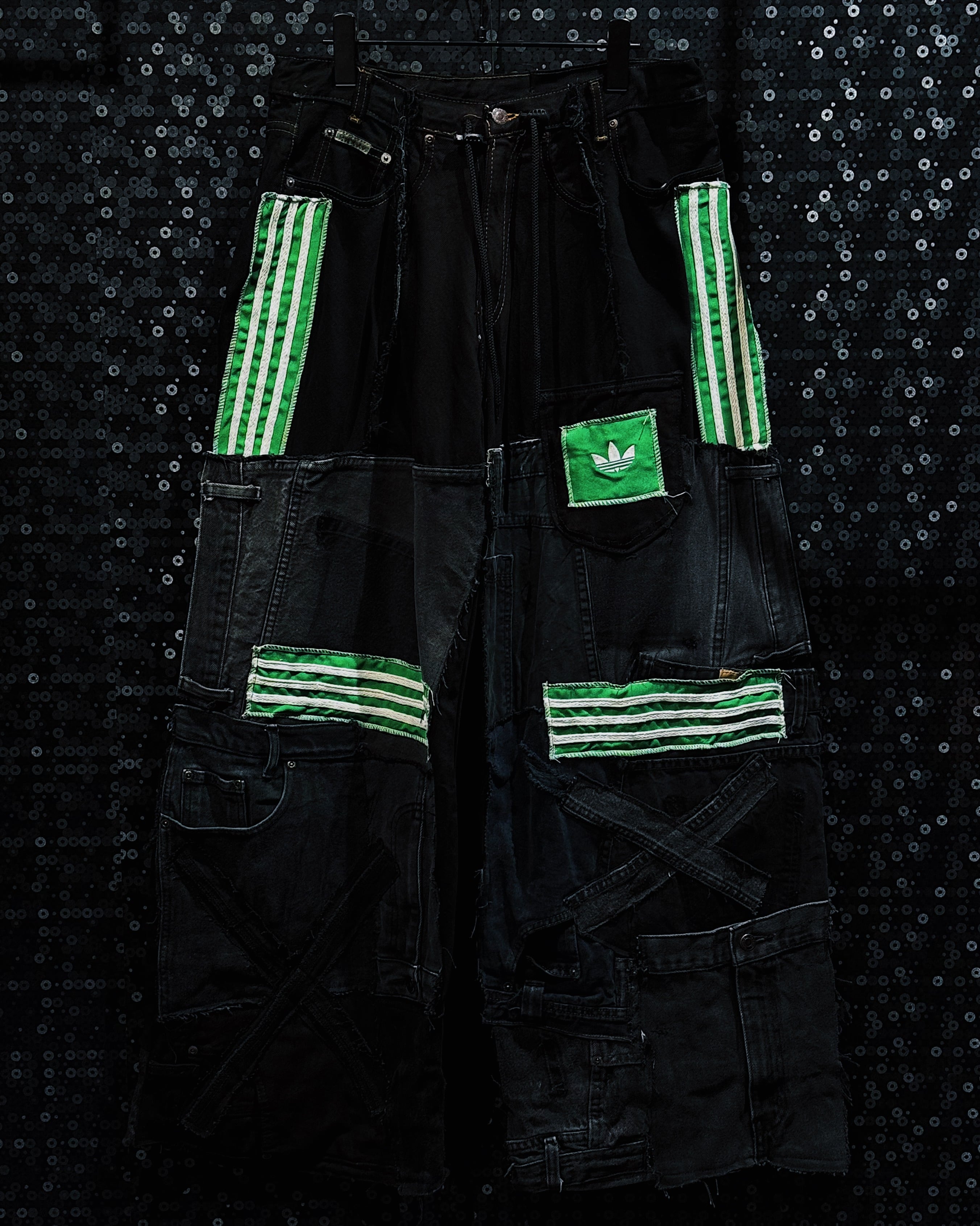 【ÆIEM】Special “original re:make” vintage patch work design asymmetry denim pants