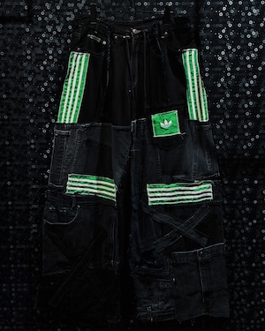 【ÆIEM】Special “original re:make” vintage patch work design asymmetry denim pants