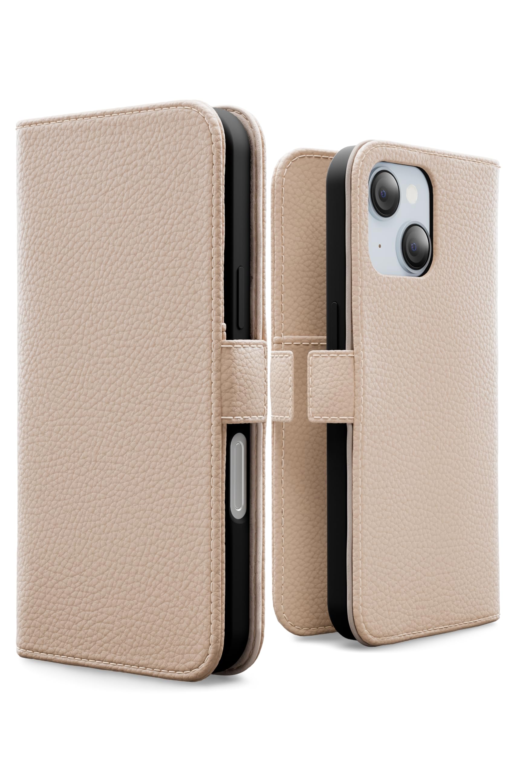 MINTY iPhone14 iPhone13 用 ケース 手帳型 ベルト付き グレージュ