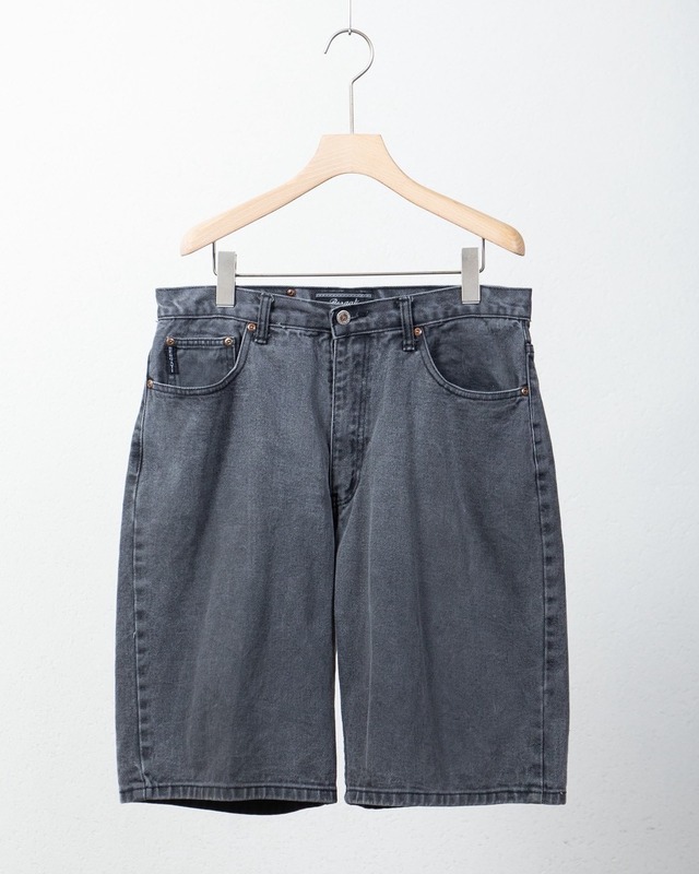 good faded black denim baggy shorts