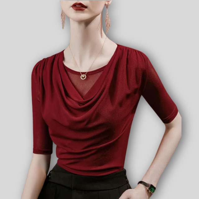 カシュクール ドレープ シアーレイヤード ダンストップス 5col D00591