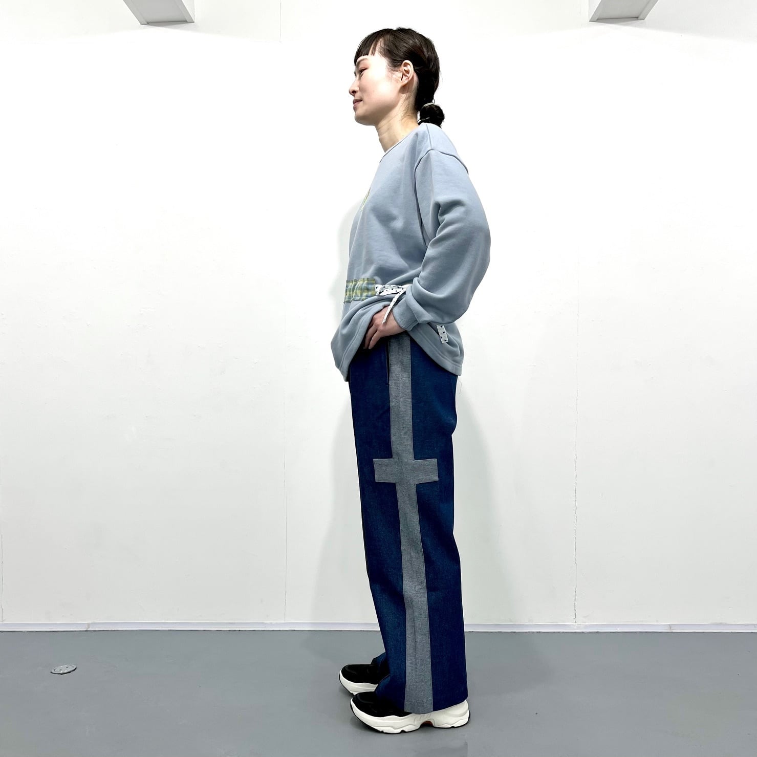 FUTATSUKUKURI / デニムクロスラインパンツ（Blue） | new pure plus