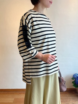 trois / ボーダー グログラン7分丈プルオーバー