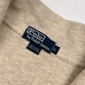 90s Polo by Ralph Lauren ラルフローレン ハーフジップ プルオーバー セーター トレーナー L/ライトベージュ メンズ ビンテージ