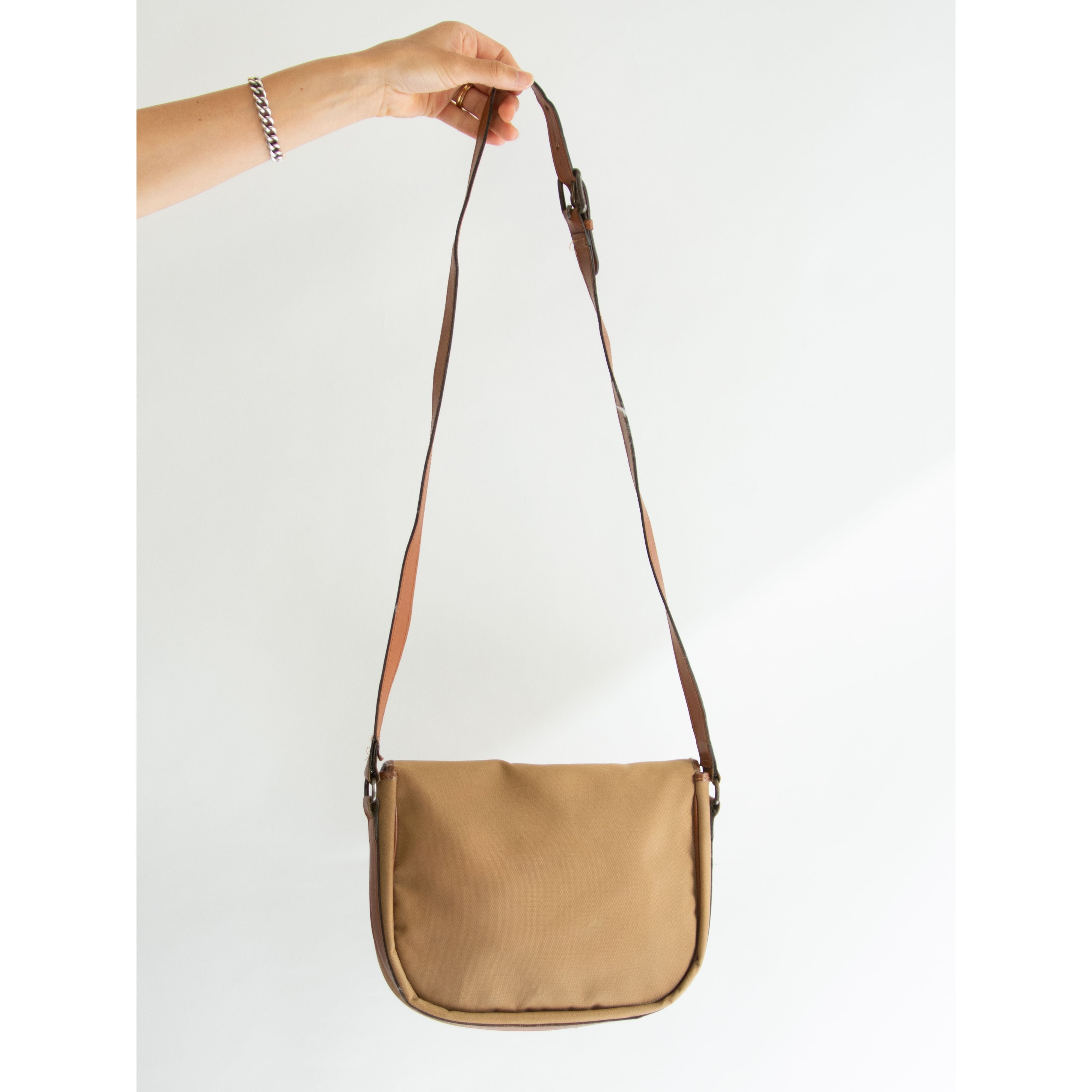LANCEL PARIS】Made in France Canvas × Leather Crossbody Bag