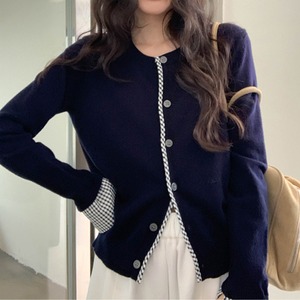 panel-check cardigan　J00440
