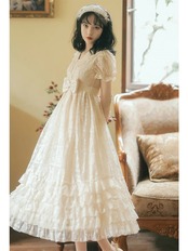 【0074】Total Lace Girly Party Short Long Sleeve Dress