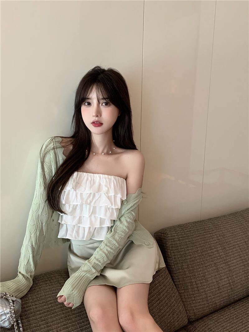 トップス レディースサマーストラップレスショートホワイトブラ 夏物 ピュア ブラックストロベリース84414697333