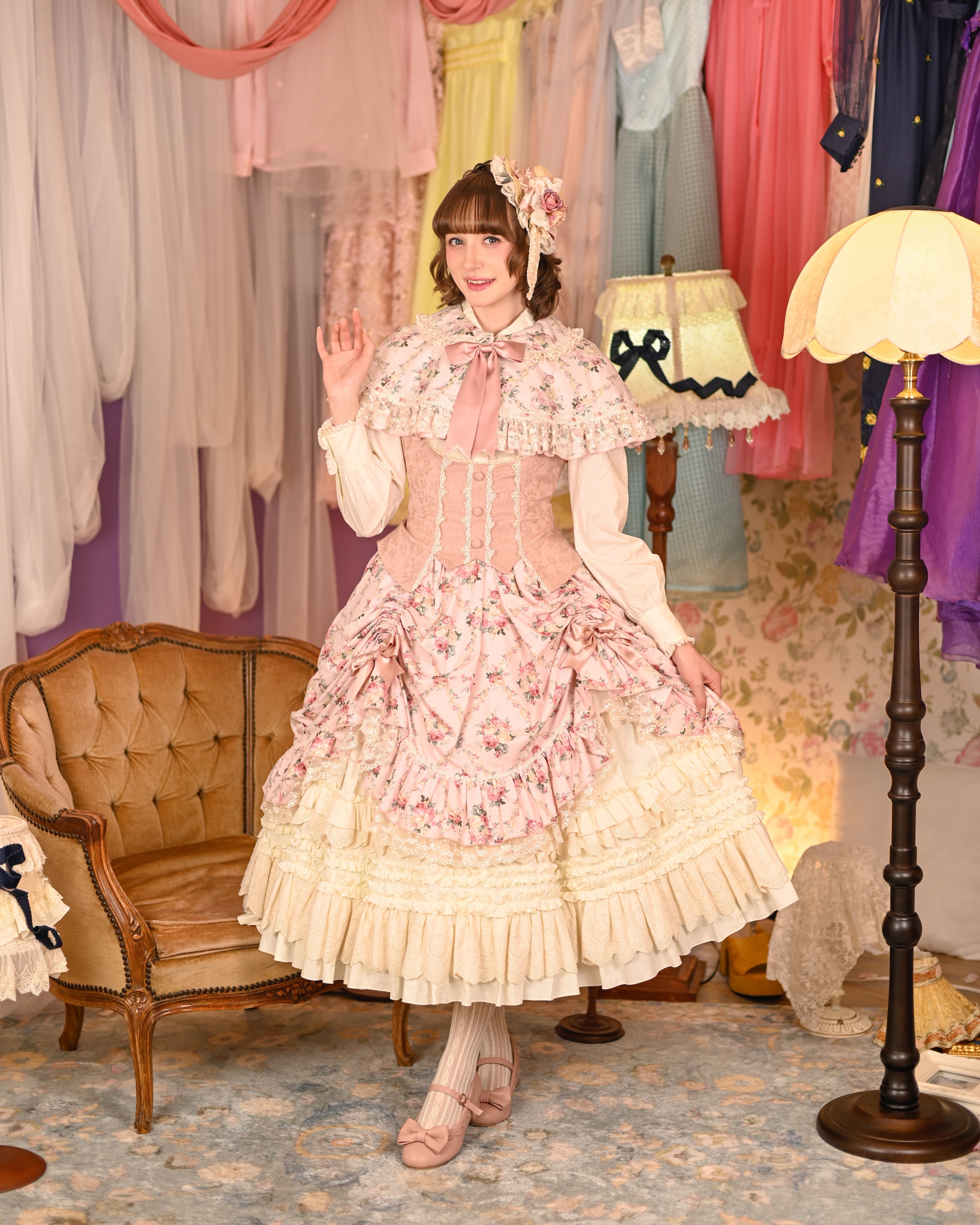 Fashion Show】フローレンス・ブーケ ベストジャンパースカート+ケープ