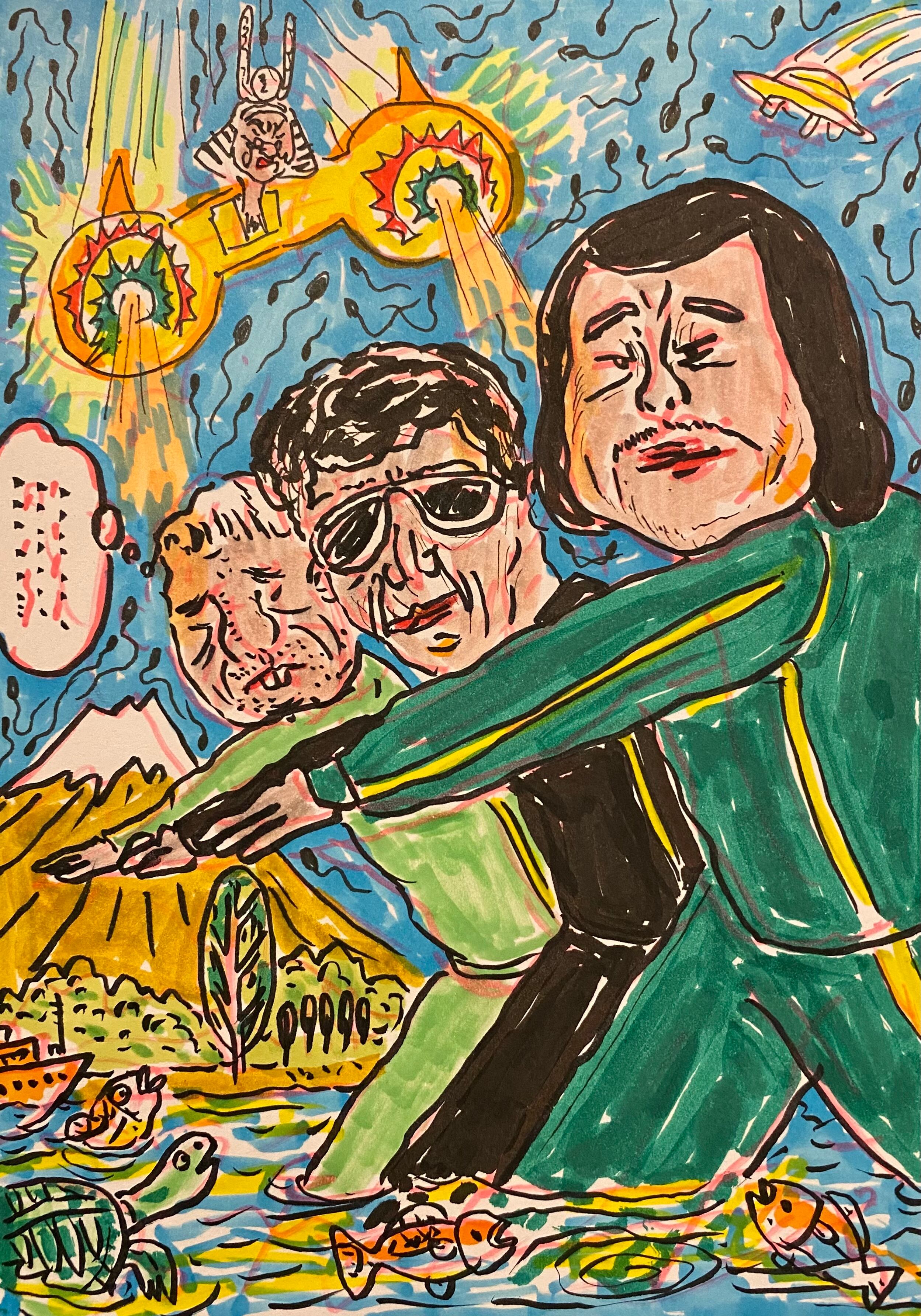 原画・着色ドローイング『史郎、リード&能収によるヤングペットの