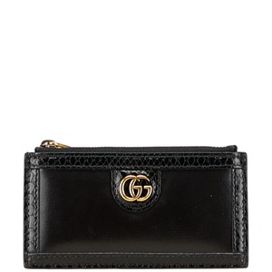 グッチ パイソン カードケース フラグメントケース 699349 ブラック レザー レディース GUCCI 【中古】