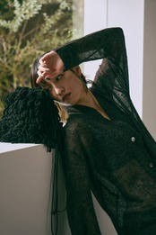 Lace Hem Sheer Cardigan knit