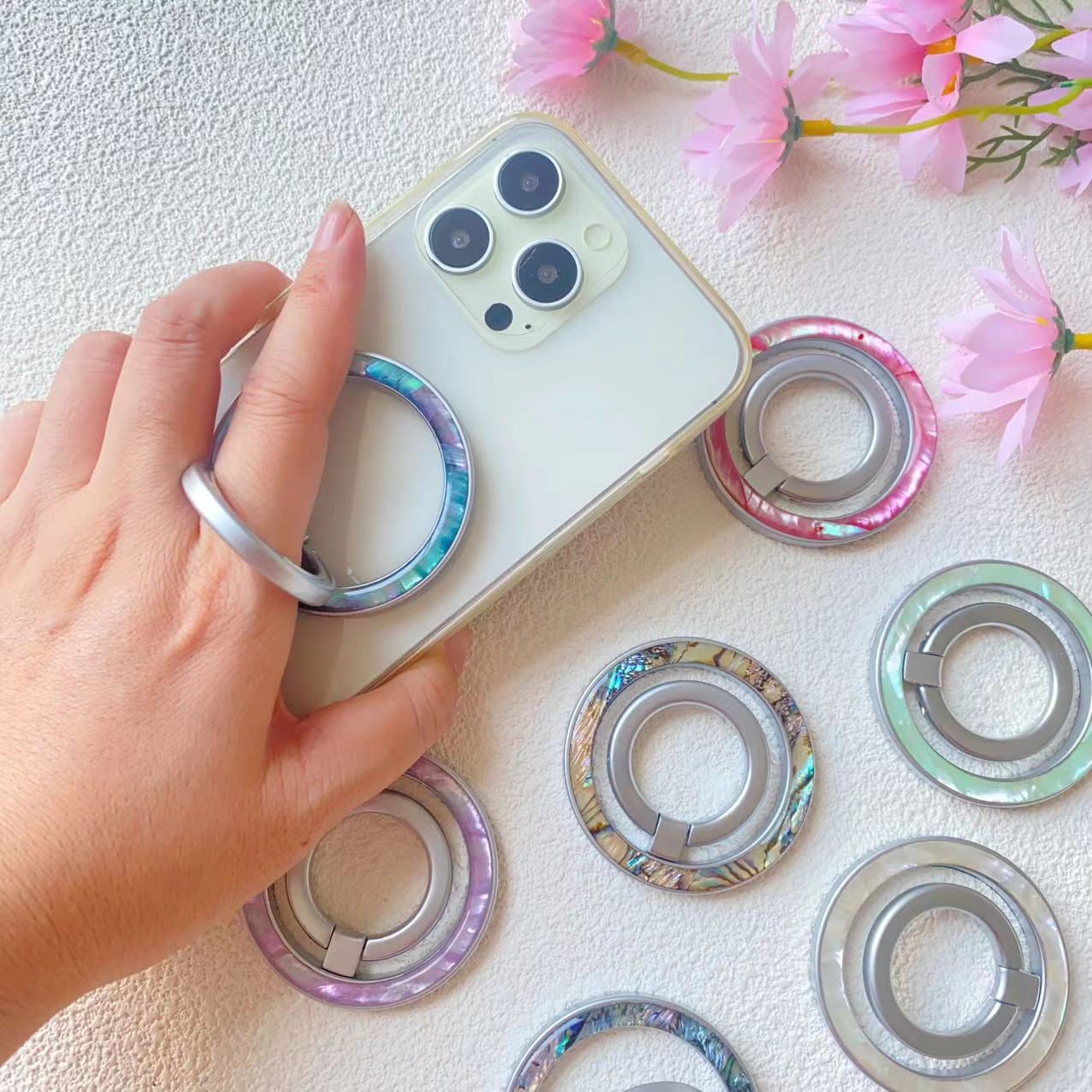 ニュアンスシェルのスマホリング☆ ニュアンスシェルのスマホリング☆