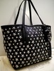 美品18万★JIMMY CHOO ジミーチュウ SASHA ☆スタッズ レザー トート バッグ S 黒x銀★ 定番の☆スタッズが可愛らしい万能モデル♪