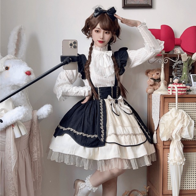 ゴスロリ通販 With U ゴスロリ セットアップ ブラウス スカート 双子コーデ かわいい JKロリータ 原宿ファッション ゆめかわ ロリータファッション lolita