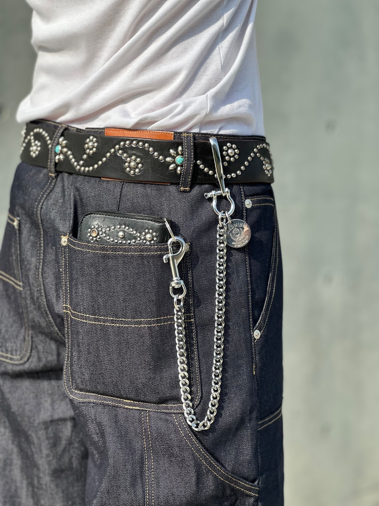 Hard Coin Silver Steel Wallet Chain