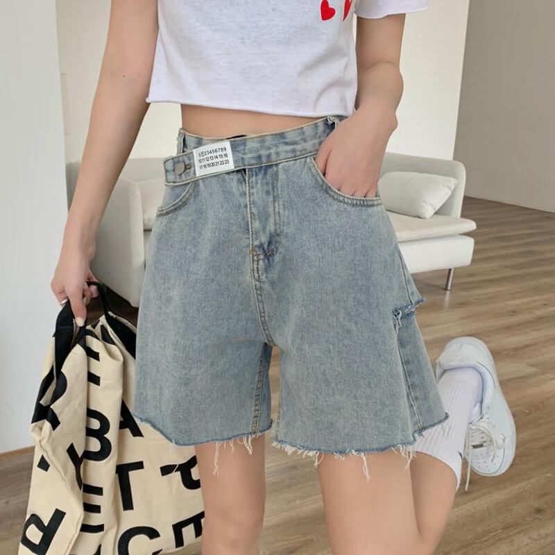 ハイウェストウェストショーツ サマー薄手ルーズAラインパンツ 夏物 ブルマー 試着室90372050730