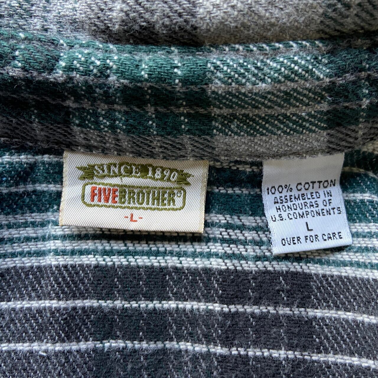 90s FIVE BROTHER グレー系チェック長袖シャツ 楽天市場】90s USA製 ヴィンテージ ファイブブラザー FIVE BROTHER
