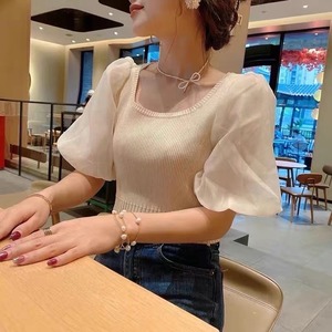 スクエアネック　袖切り替えトップス　AJ111-3023