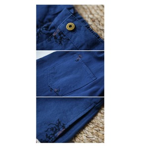 刺繍入り ワイドレッグ コットンパンツ A00385