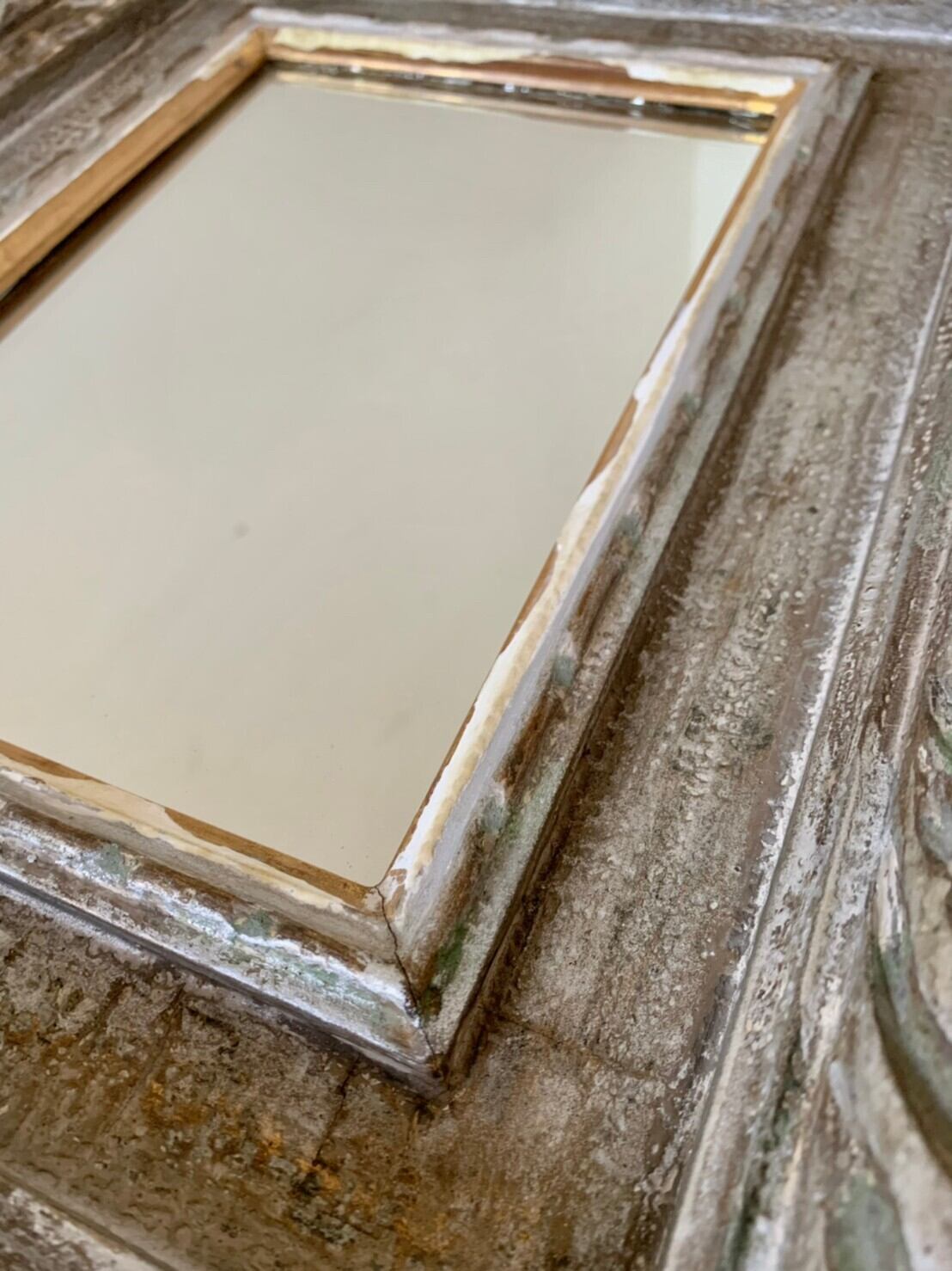 古道具　額縁 受注制作」竹額縁 ［0号Pサイズ] 大正更紗古布マット 純金箔面