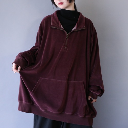 "KING SIZE" XXXL super over silhouette velours half-zip pullover