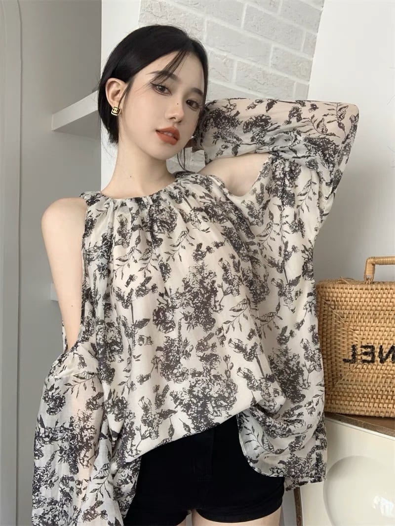 オフショルダー 花柄トップス G104CT0082