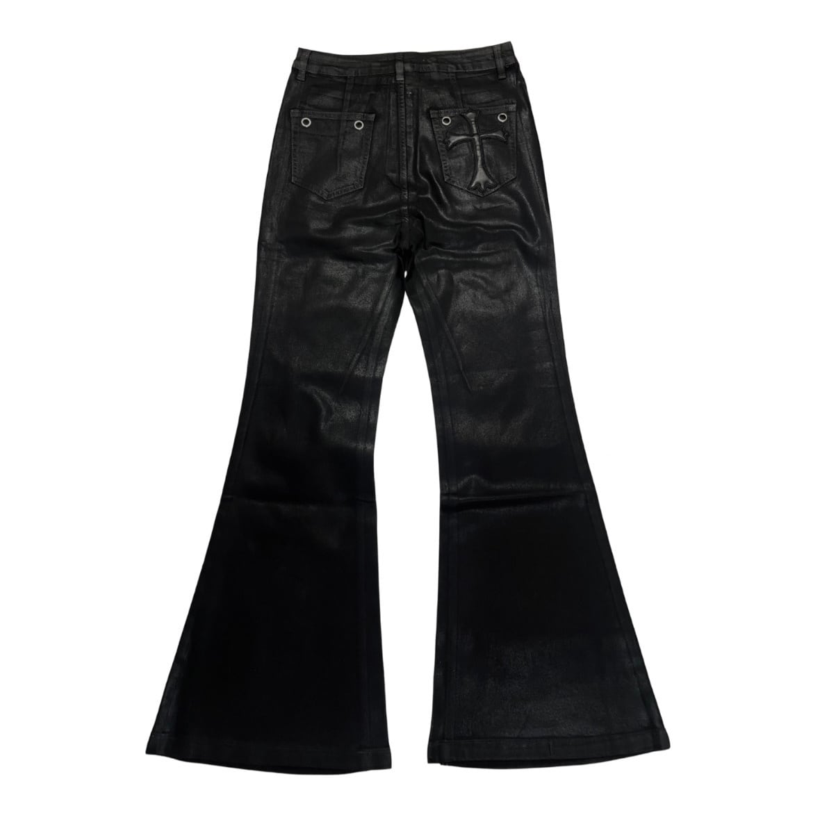 Flared cross coating denim pants | saintgoat