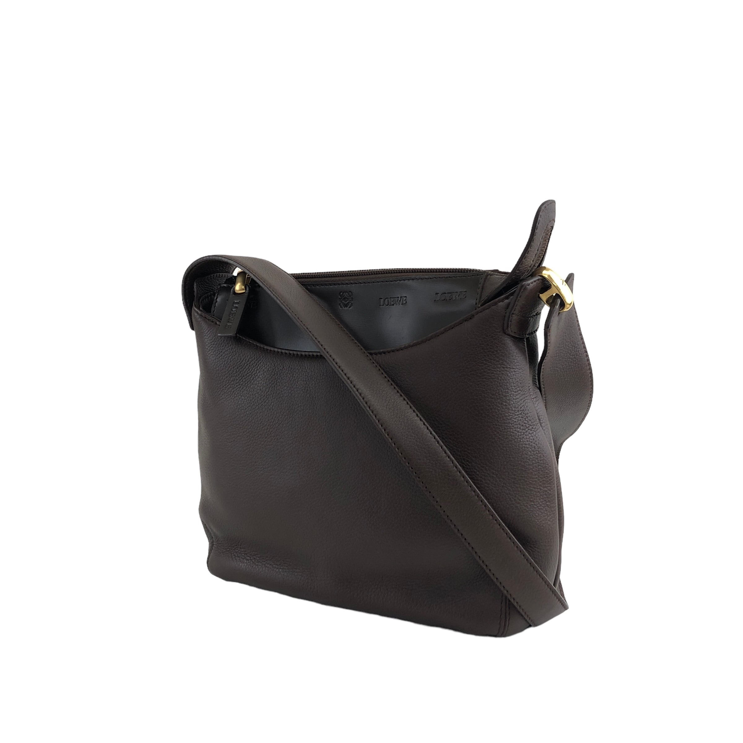 LOEWE ロエベ アナグラム ショルダーバッグ ブラウン レザー LOEWE ロエベ アナグラム ショルダーバッグ ブラウン レザー