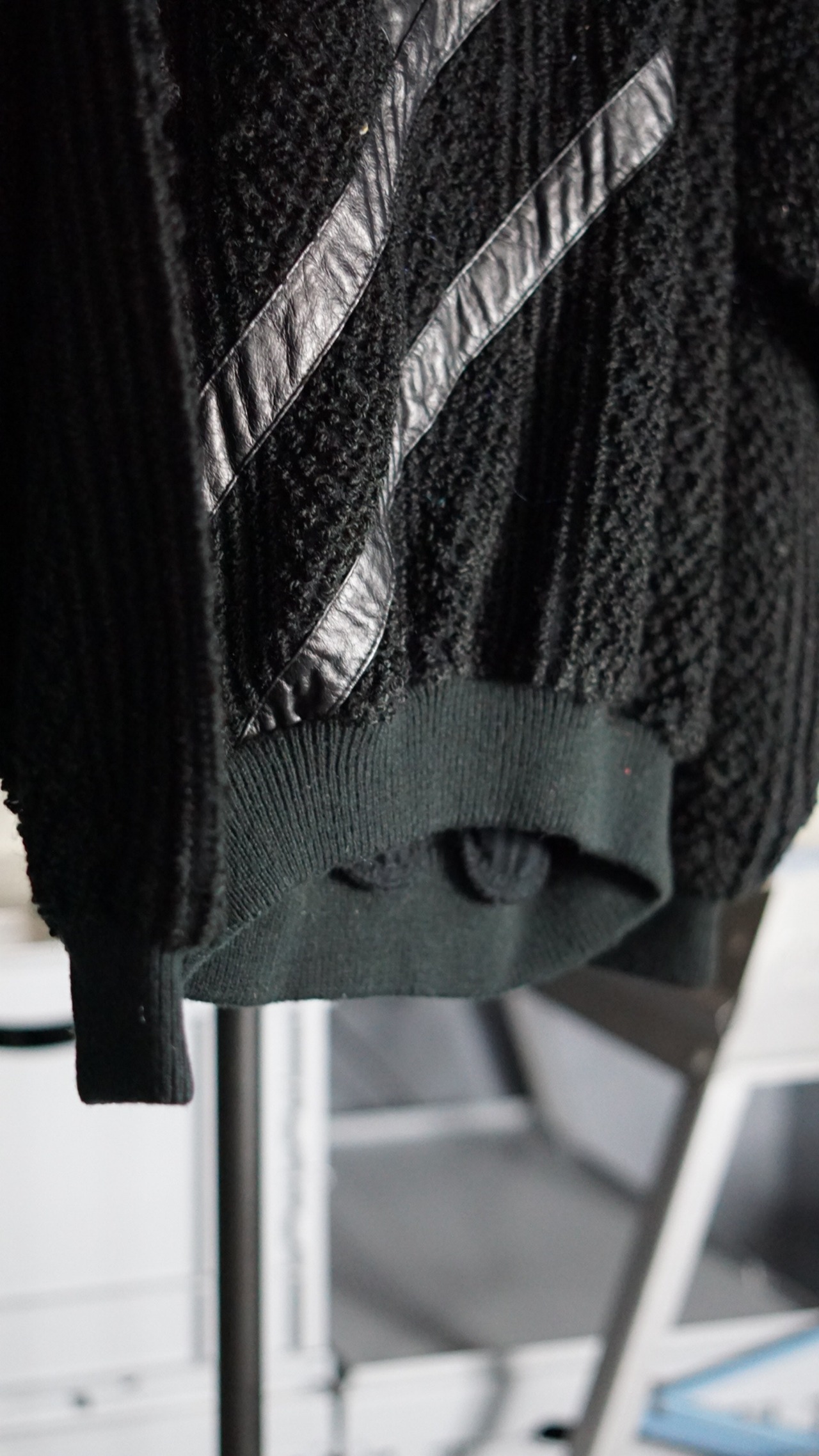 DEAD STOCK LEATHER DESIGN KNIT SWEATER