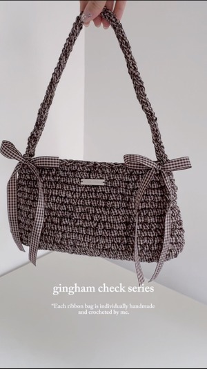 【即納】gingham check 2 brown