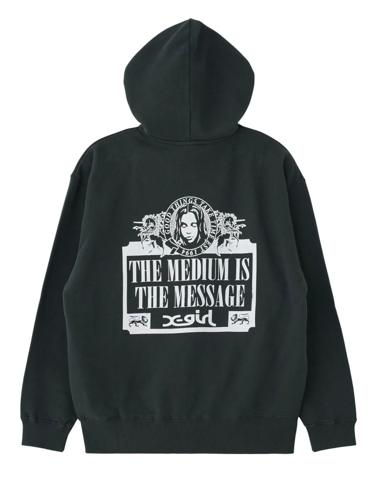 【X-girl】 VINTAGE LABEL FACE LOGO ZIP UP SWEAT HOODIE【エックスガール】