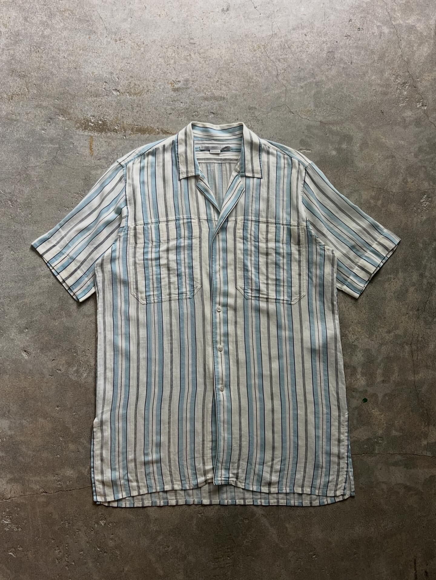STELLA McCARTNEY ストライプ 半袖シャツ オープンカラー ホワイト系