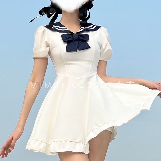 サブカル 服 地雷系 通販 水着 ワンピース 体形カバー セーラー風