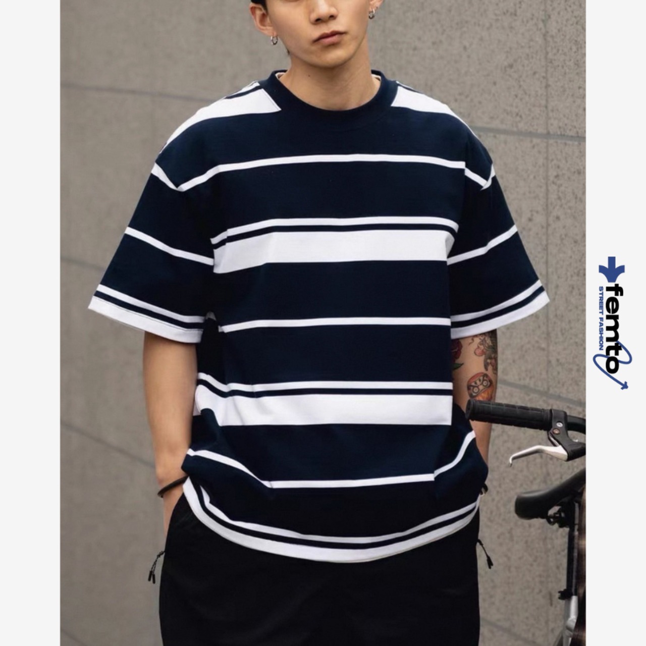 Two-tone striped t-shirt 0759 - 1