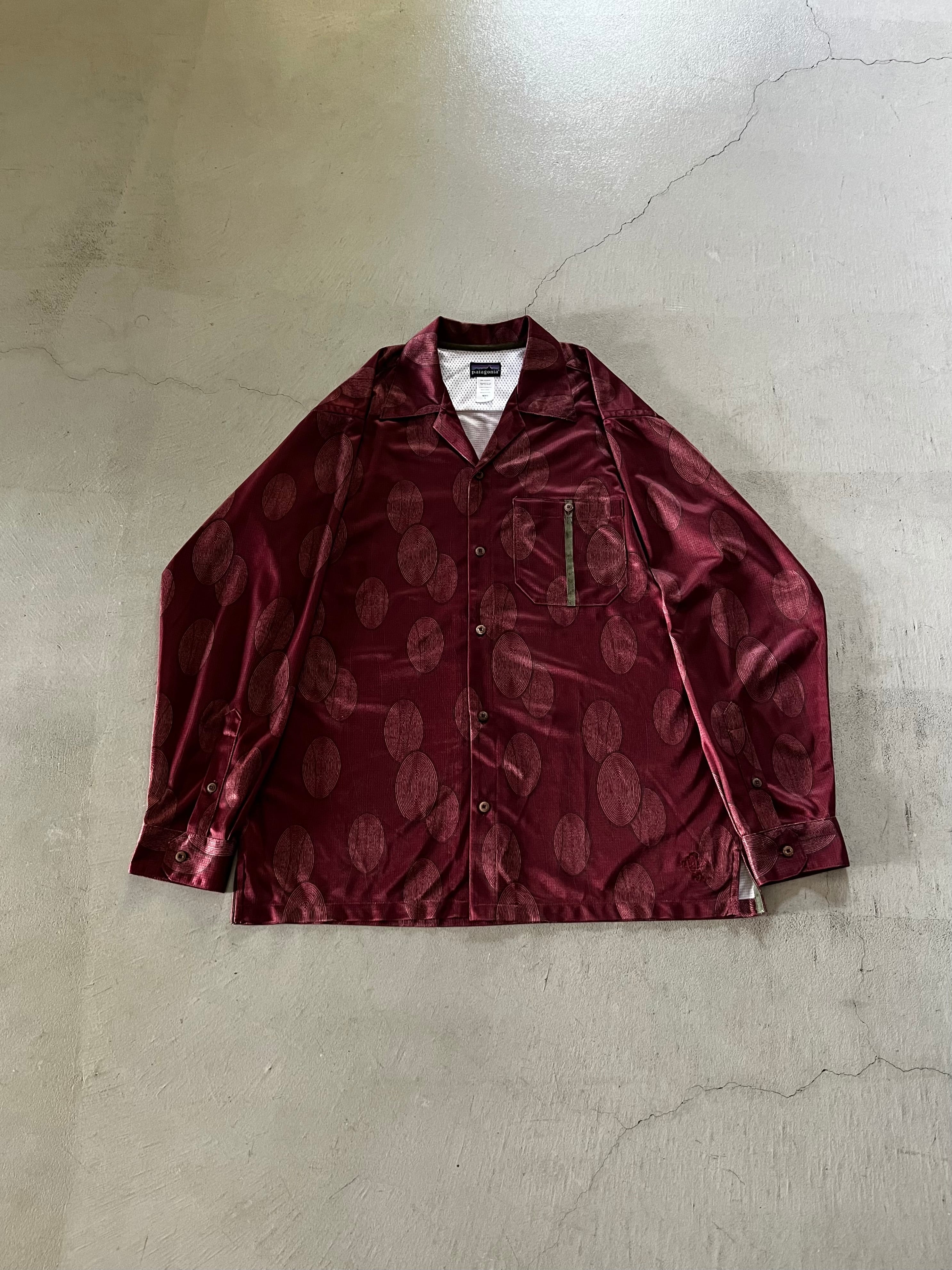 エンジL：00s patagonia パタゴニア リズム ドット柄 長袖シャツ