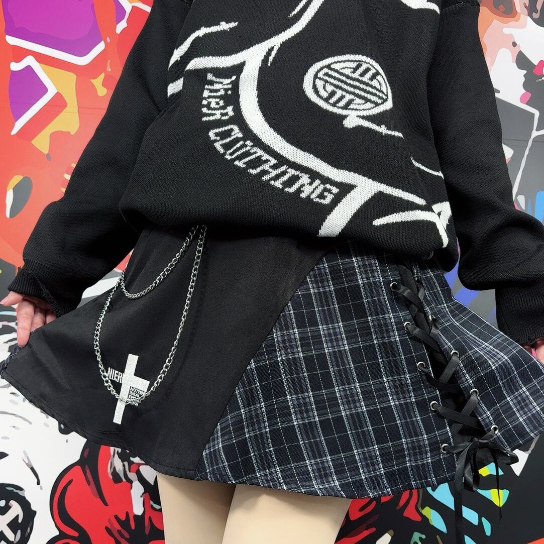 GOTHIC TARTAN CHECKインパン付きスカート【取り外し可能チェーン付き