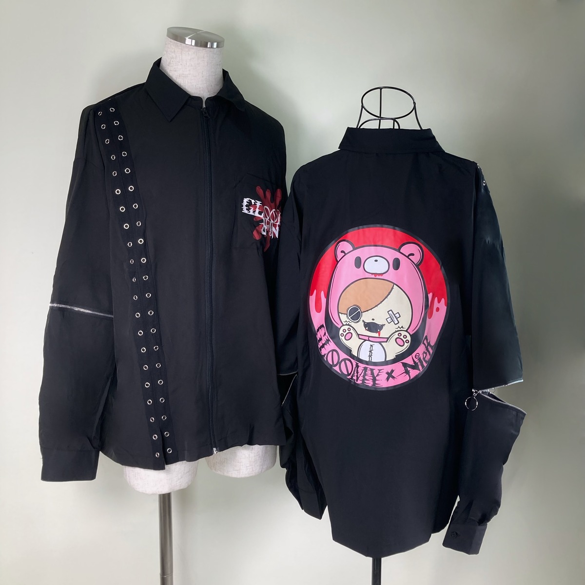 グル〜ミ〜×NIERコラボ袖切り離し可能2WAY BLACK SHIRT ZIP OUTER 