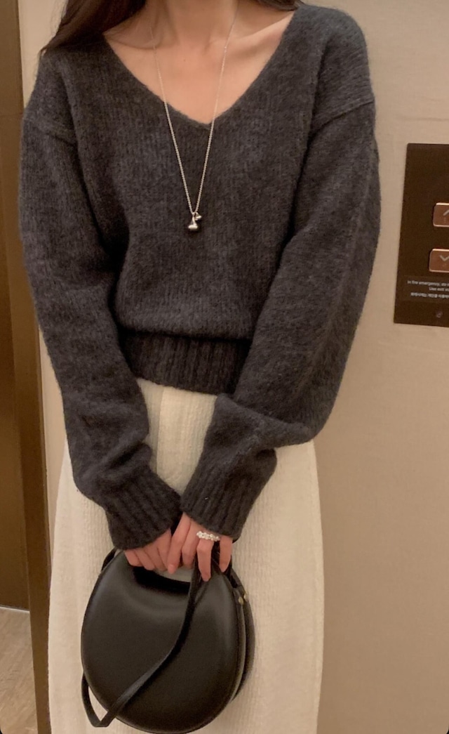 (予約) miel / Bunny v neck knit 3color