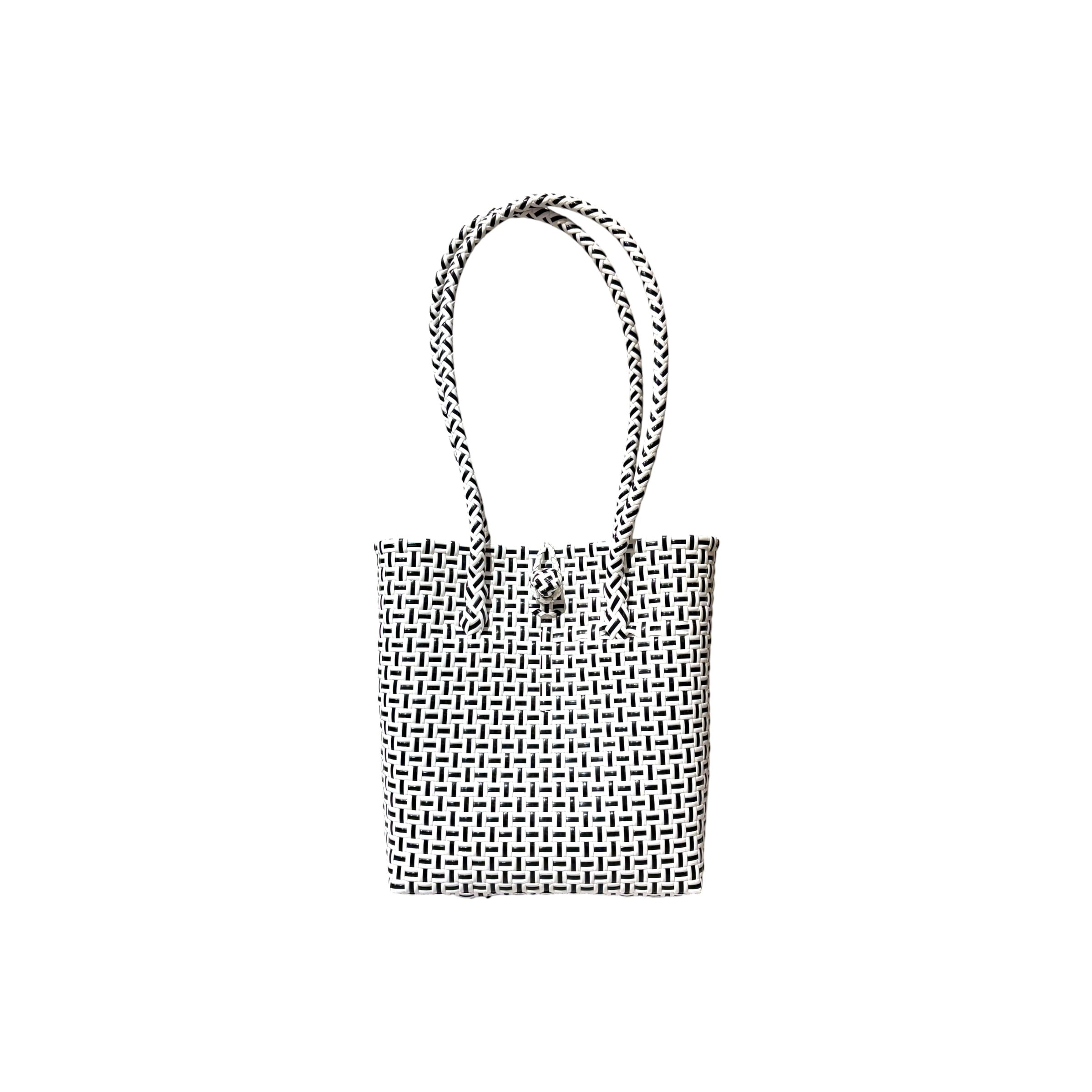BASIC TOTE BAG - BLACK&WHITE / LONG HANDLE / M