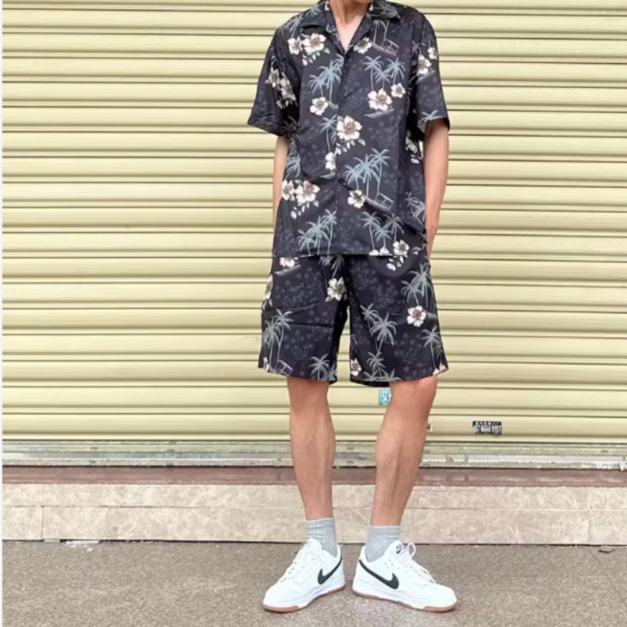 ハワイアン柄プリント半袖シャツ（別売りでセットアップのショーツあり）　0757