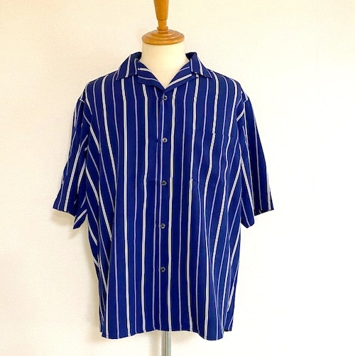 Stripe Print Open Collar Shirts　Stripe Navy