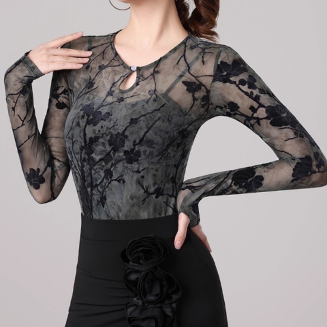 フローラルシアー × タイトフィット トップス(レオタードタイプ) ds0819