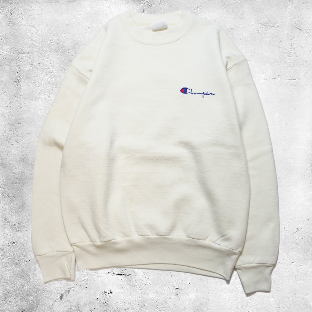 Champion チャンピオン クルーネック スウェット トレーナー オフホワイト 筆記体ロゴ Champion チャンピオン クルーネック スウェット トレーナー オフ