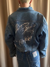 silver foil remake boa denim jacket-4550-2