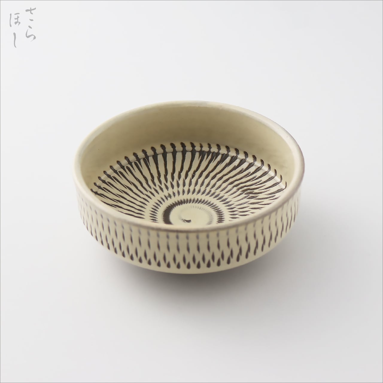 小鹿田焼 小袋窯 4寸切立皿 (深) 内外飛びかんな 白 直径約11.7cm 陶器 和食器 民藝