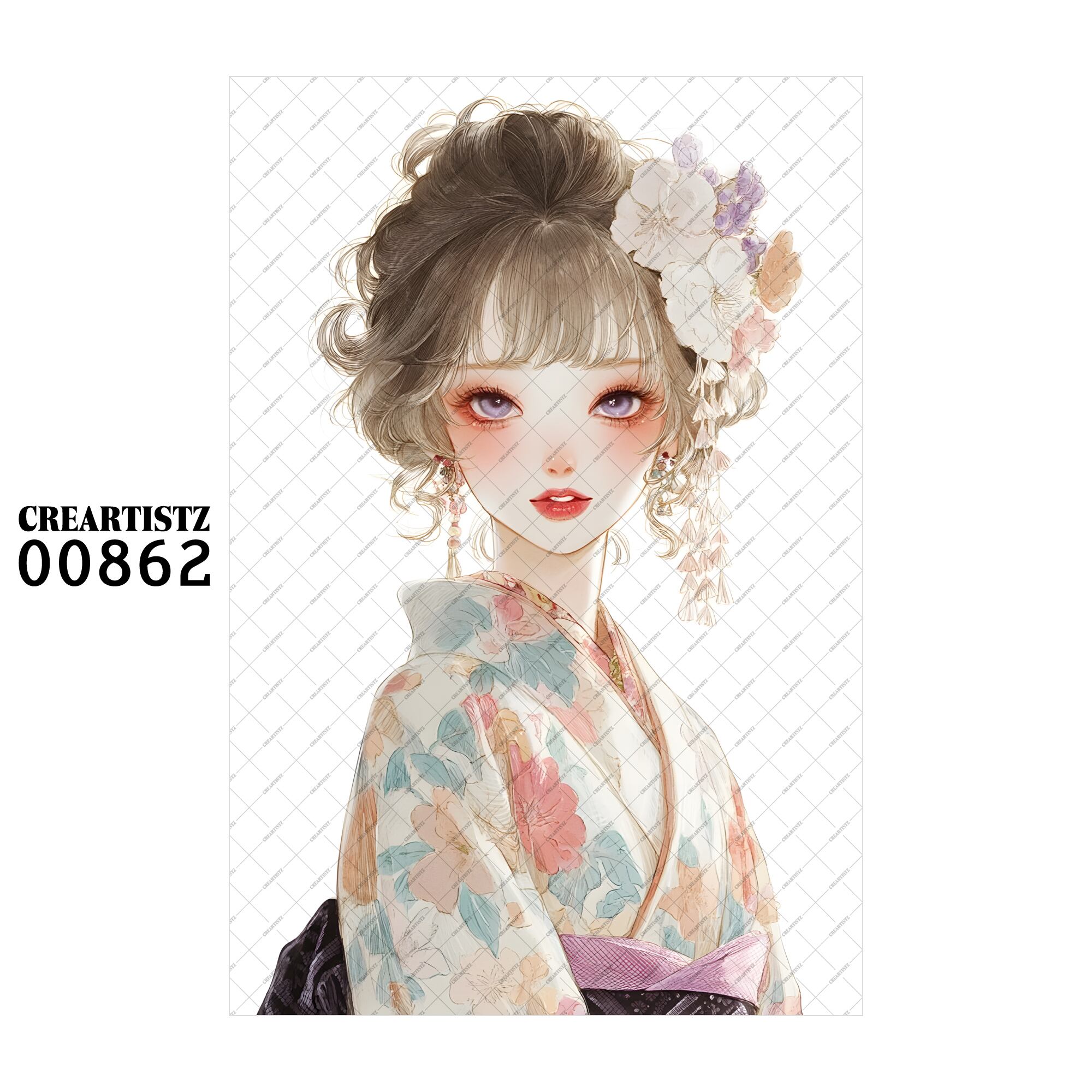 00862 ガール キュート オリジナル ペーパー/ステッカー 4枚セット CREARTISTZ